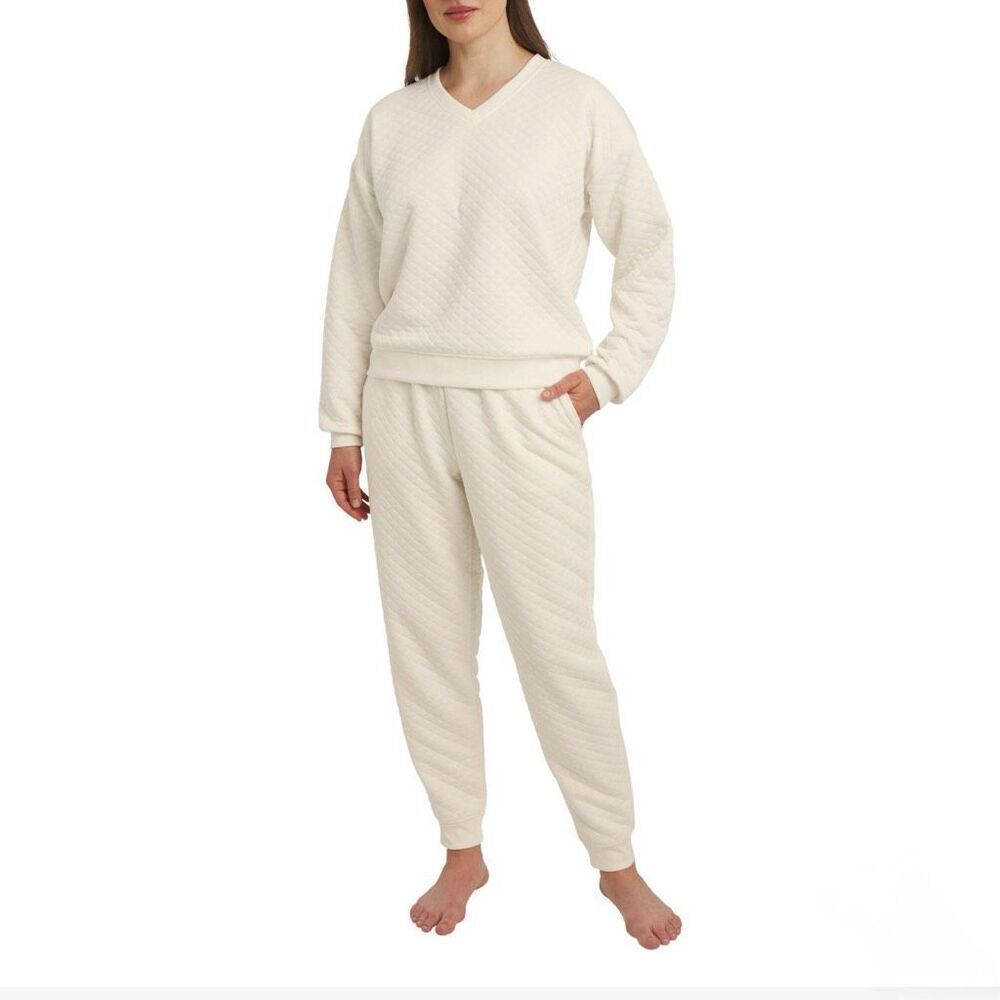 Lands’ End Ivory Quilted Lounge Set XXL